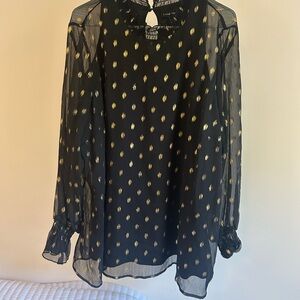 Lane Bryant Black‎ and Gold Patterned Blouse
